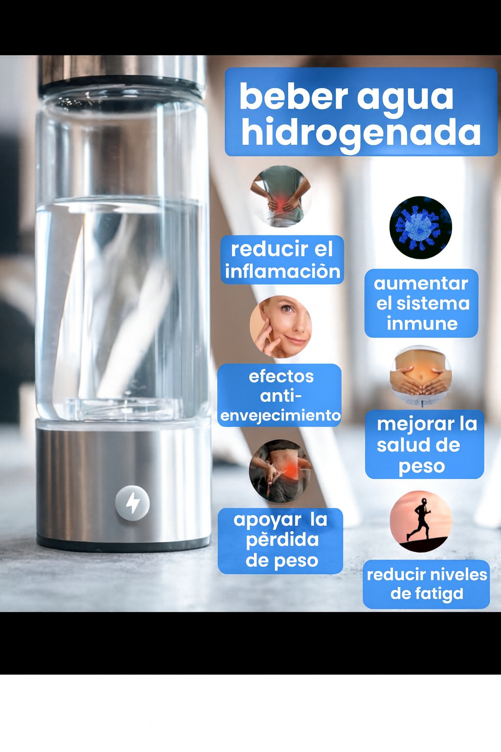 Botella Generadora de Hidrógeno Eternaqua
